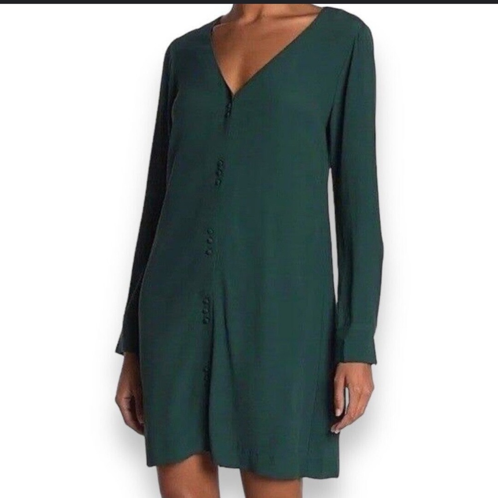 Madewell Novel long sleeve button down dress Smokey spruce size S